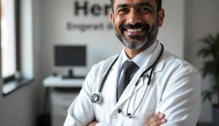 Best hernia doctor near me in Hisar consulting patient for abdominal hernia treatment