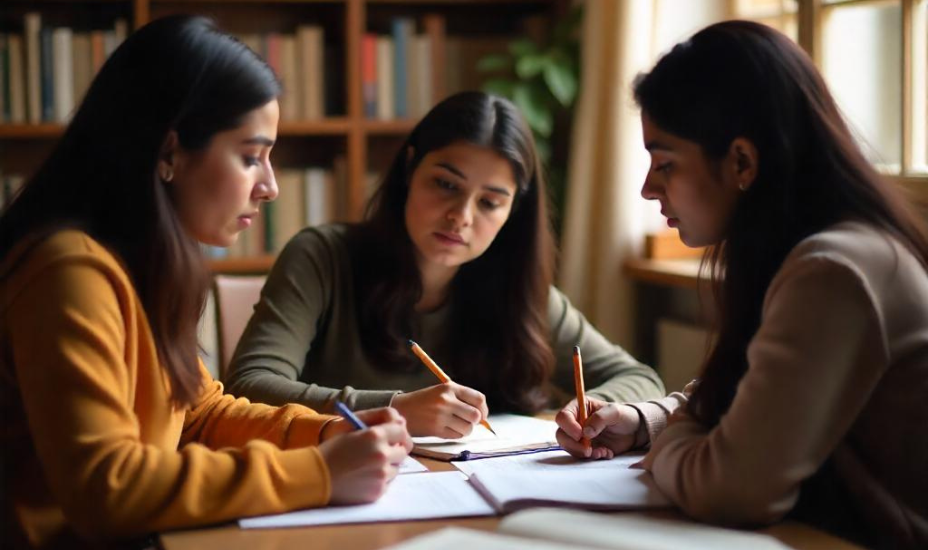 Students attending CUET coaching class in Hisar with bilingual study material