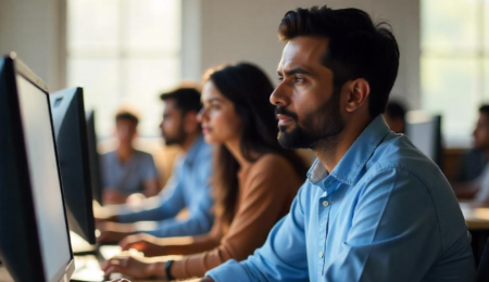 Students learning computer skills at a top training institute in Hisar