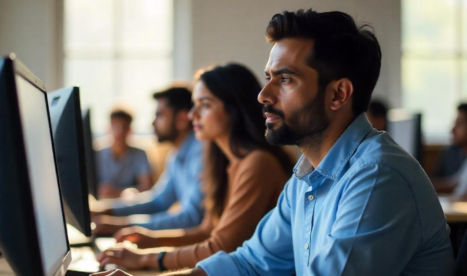 Students learning computer skills at a top training institute in Hisar