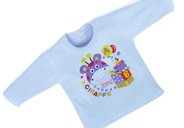 Tshirt for Baby Kids Full Sleeve Printed Hosiery Cotton Blue T-Shirt & Tops for Baby Boys Unisex T-Shirt & Tops Infant Clothing 3 to 6 Months Pack of 1 Size 2