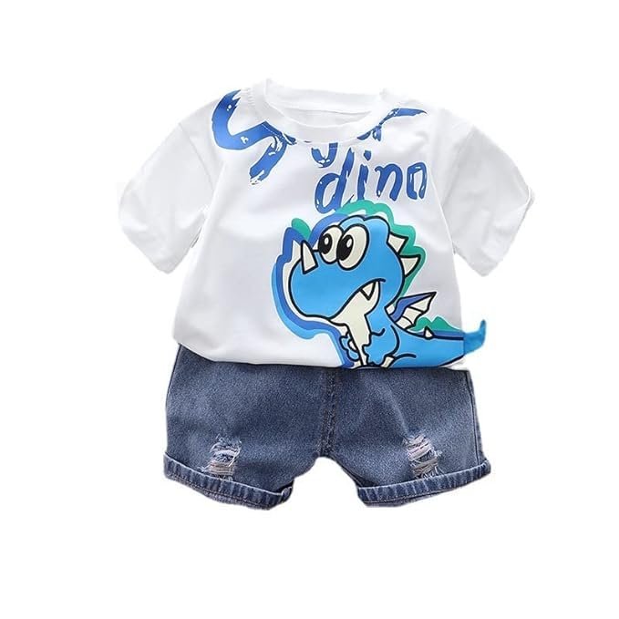 Googo Gaaga Boy’s Cotton Dino Printed T-shirt With Shorts Sets of baby boys clothing Sets