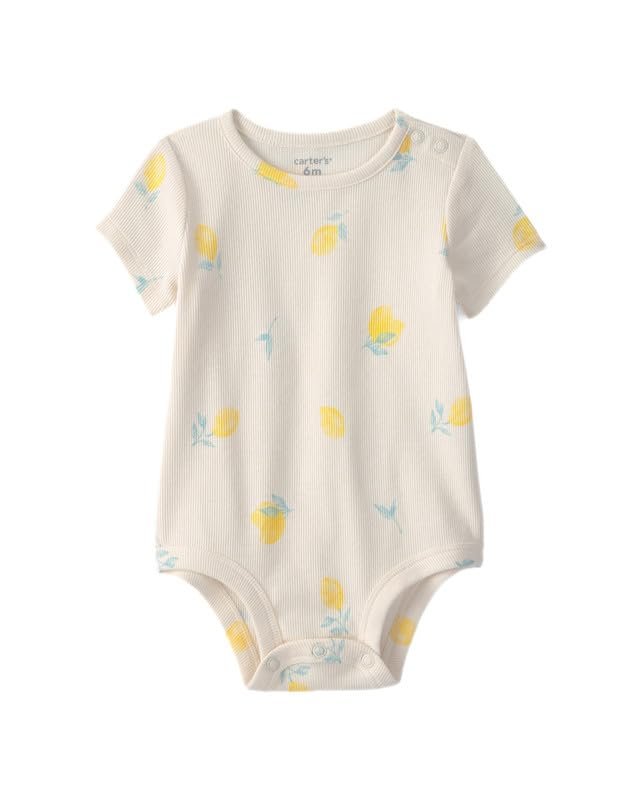 Carter’s Baby Girl Main Squeeze Lemon Graphic Cotton Bodysuit | Half Sleeve Infant Top