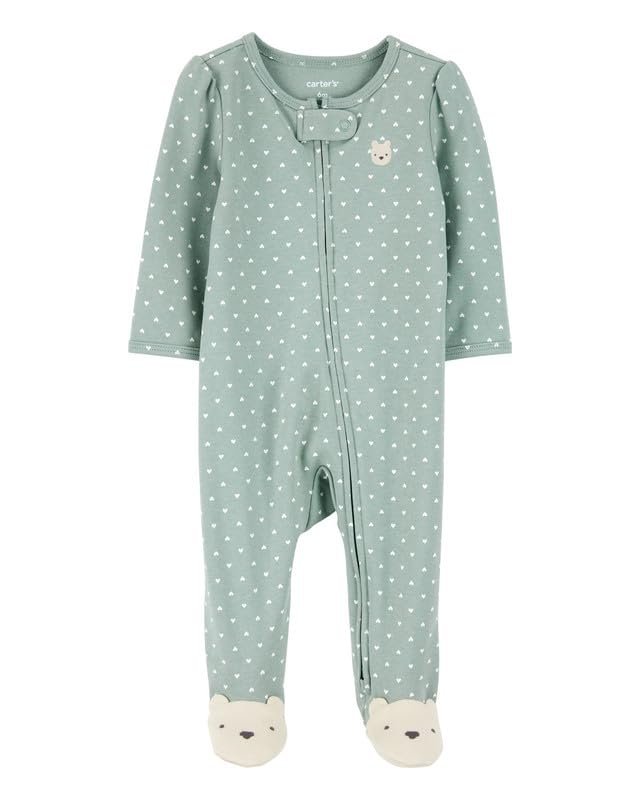 Carter’s Baby Girl Dog Print 2-Way Zip Cotton Sleep & Play Sleepsuit | 2-Way Zip Full Sleeve Sleepsuit | Soft & Comfortable Everyday Wear