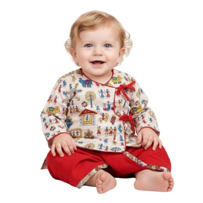 A.T.U.N. (ALL THINGS UBER NICE) Cotton Warli Printed Dhoti Kurta Set for Baby Boys | Ethnic Festive Clothing Set | Traditional Comfort Outfit