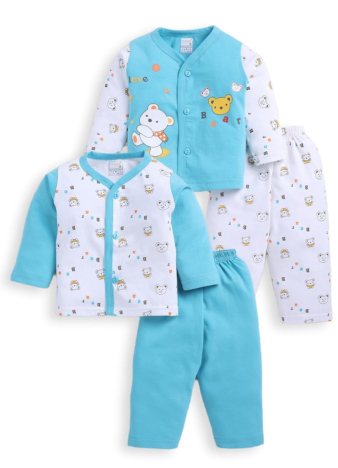 Pure Cotton Full Sleeve Front Open T-shirt and Full Pant Combo Set for Infants