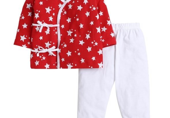 Baby Eli Cotton Full Sleeve Tying Jabla and Leggings Night Suit Set |Unisex Infant/Babies Sleepwear | Cotton Nightwear for Kids | Kids Clothing | Baby Sleepware|Jablas