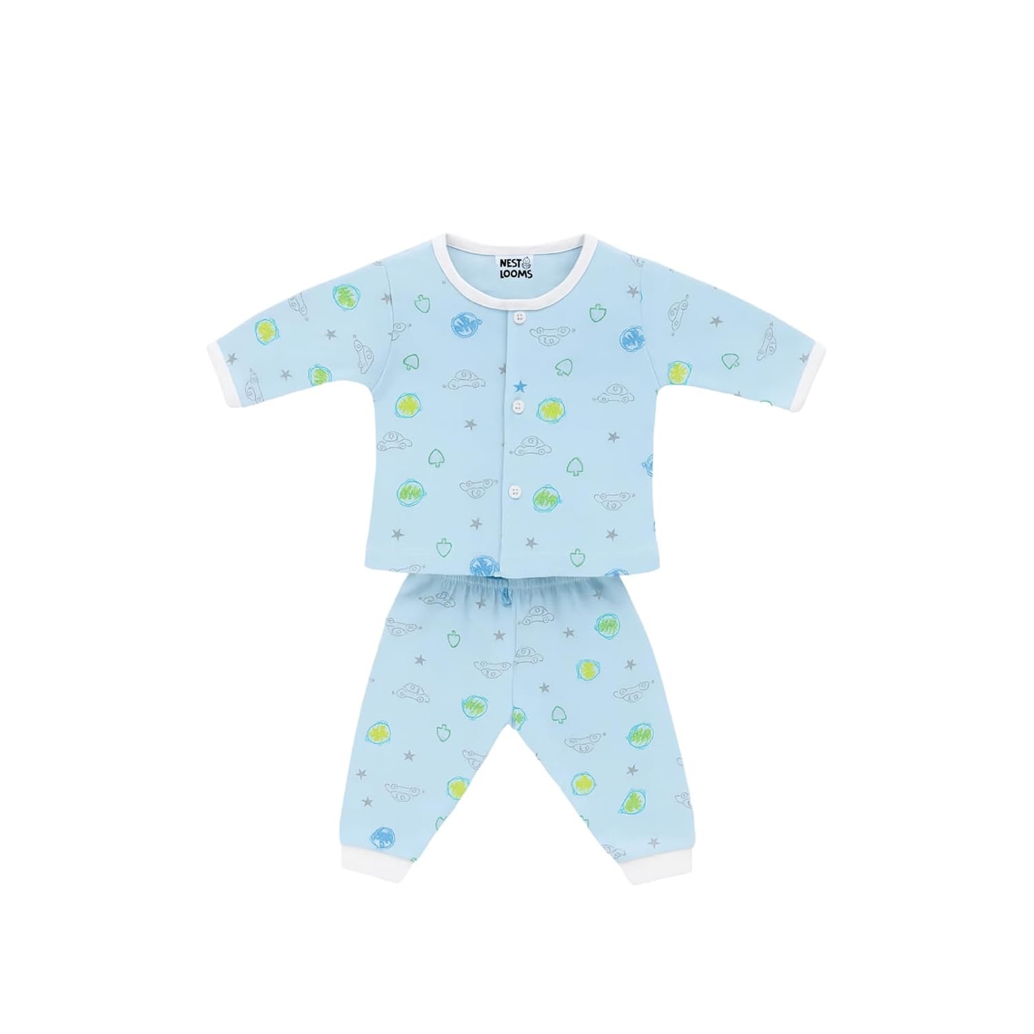 Baby Full Sleeves Soft Cotton Hosiery Casual Jhabla T-Shirt Front Open with Pyjama Pants, Dress for Kids & Toddlers, 100% Cotton Vests, Breathable Newborn Outfit