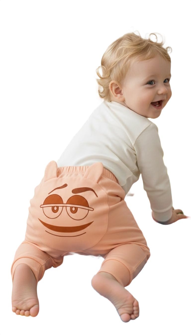 A.T.U.N. (ALL THINGS UBER NICE) Baby Boys 100% Cotton Bum Pants | Soft Feel Printed Back Design with Elastic Waistband | Comfortable Stretch Fit Bottom Wear | Cute Stylish Baby Clothing for Infants
