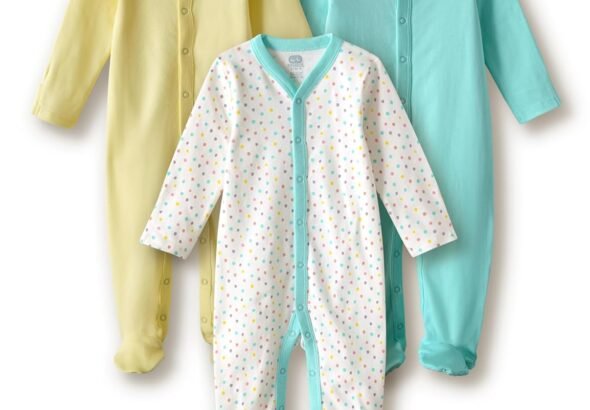 Amazon Brand – Symbol Unisex 100% Cotton Full Sleeve Baby Sleepsuits (Available in Pack of 3 & 6)