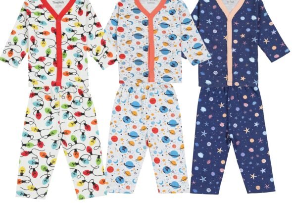 Tinchuk Baby Boy’s & Baby Girl’s Printed T-Shirt/Jhabla/Nightsuits with Assorted Prints- Multi-Pack