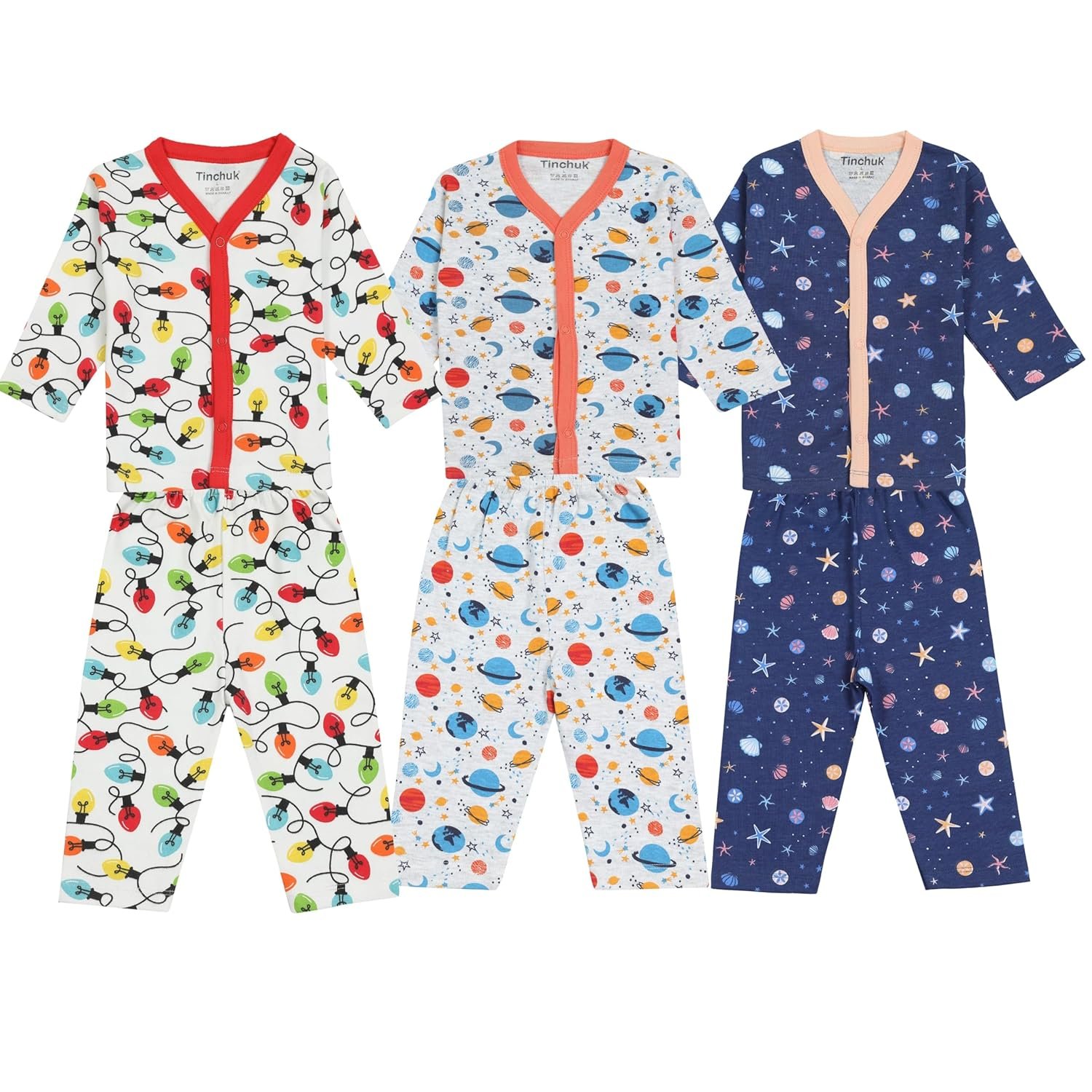Tinchuk Baby Boy’s & Baby Girl’s Printed T-Shirt/Jhabla/Nightsuits with Assorted Prints- Multi-Pack