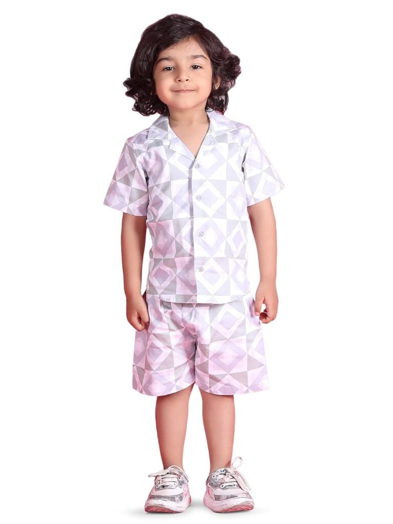 POLKA TOTS 100% Cotton Co-Ord Set for Boys | Half Sleeve Shirt & Shorts Beach Outfit for Kids | Ultra-soft & Breathable Summer Clothes for Toddler & Baby Boy | Casual Dress & Printed Nightwear Set