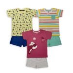 LuvLap Baby Boys Regular Fit 100% Cotton Half Sleeves Boys T-Shirts and & Shorts Set Pack of 3
