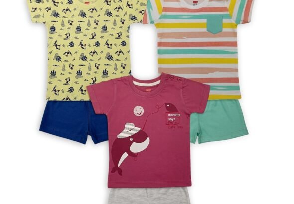 LuvLap Baby Boys Regular Fit 100% Cotton Half Sleeves Boys T-Shirts and & Shorts Set Pack of 3