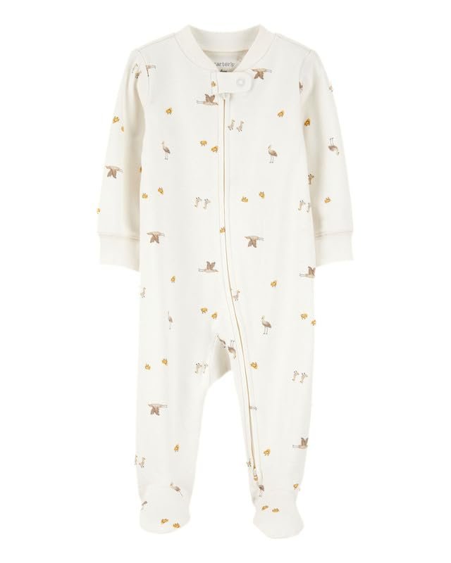 Carter’s Baby Boy & Baby Girl Mini Bird Cotton Sleep & Play Pajamas | 2-Way Zip Footed Sleepsuit