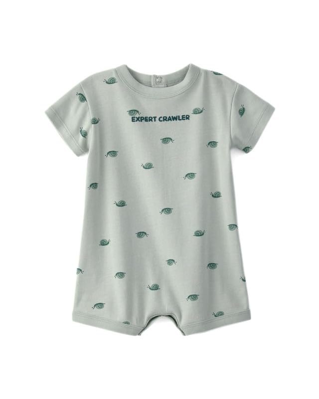 Carter’s Baby Boy Scooter Half-Sleeve Romper | Soft Cotton Allover Print with Snap Closures