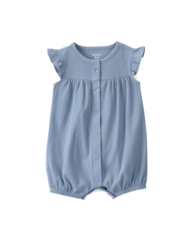 Carter’s Baby Girl Rib Half-Sleeve Romper | Casual Cotton Play Outfit