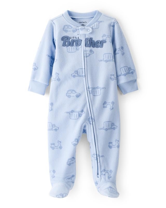 Carter’s Baby Boy Firetruck Print Loose Fit Full Sleeve Sleep & Play Sleepsuit | Soft & Comfortable Toddler Sleepsuit | Cozy Nightwear