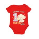 Monthly Birthday Romper for Newborn Baby | Unisex Half Sleeve Bodysuit with Envelope Neck | Soft Cotton Outfit with 1 to 12 Month Print | Comfortable Infant Wear for Boys & Girls