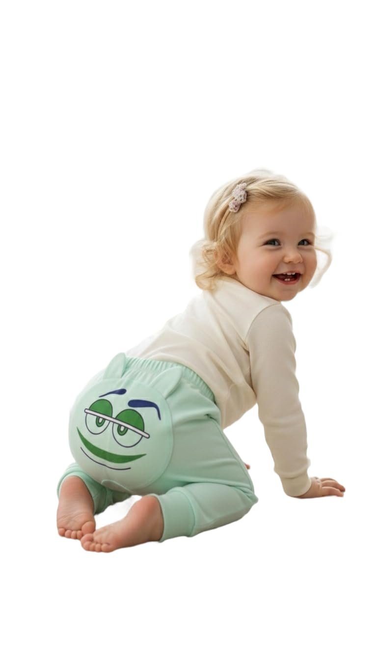 A.T.U.N. (ALL THINGS UBER NICE) Baby Girls 100% Cotton Bum Pants | Soft Feel Printed Back Design with Elastic Waistband | Comfortable Stretch Fit Bottom Wear | Cute Stylish Baby Clothing for Infants