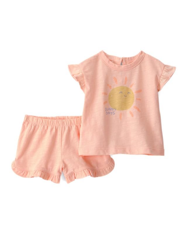 Carter’s Baby Girl 3-Piece Clothing Set | Lightweight Short Sleeve Top Bodysuit and Shorts | Comfortable Casual Wear Outfit | Roud Neck with Cotton & Polyester Fabric
