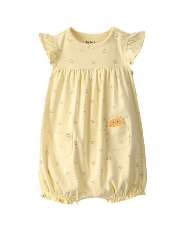 Carter’s Baby Girl Floral Half-Sleeve Romper|Lightweight Casual Playwear Summer Outfit