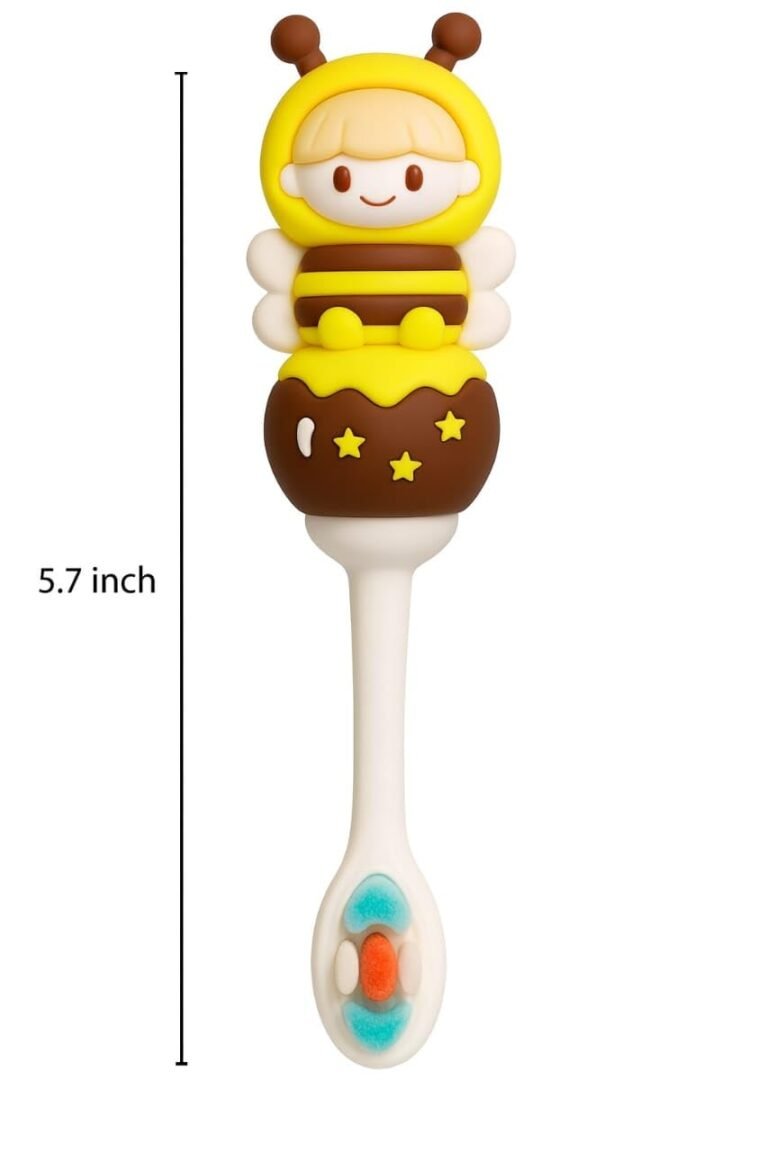 SMILE BABY 3D Cartoon Handle Soft Bristles Toothbrush for Children’s with Travel Case 2 To 7 Years (GIRL YELLOW)