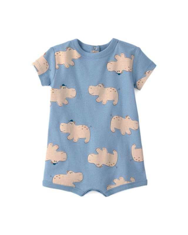 Carter’s Baby Boy Scooter Half-Sleeve Romper | Soft Cotton Allover Print with Snap Closures