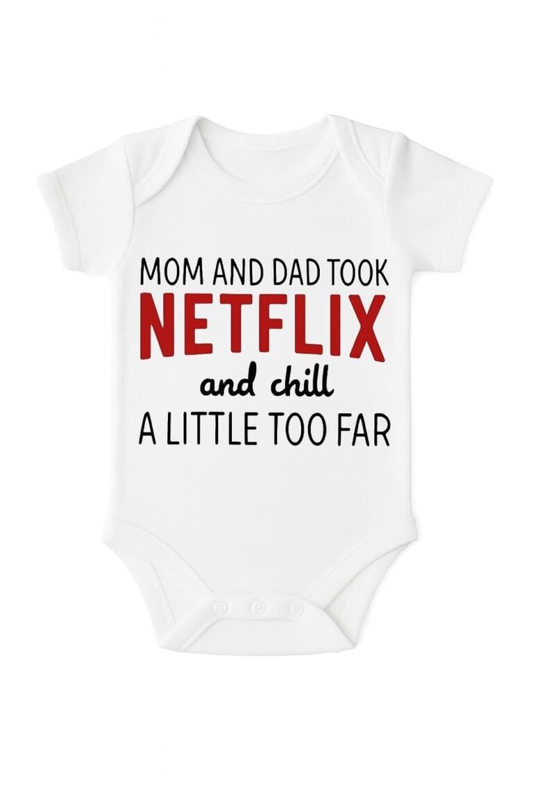 Netflix Print Premium 100% Cotton Newborn Baby Half Sleeve Unisex Romper | Onesies, Sleepsuit, Body Suit, Envelope Neck | Baby boy girl dress clothes for photoshoot | 6-12 Months