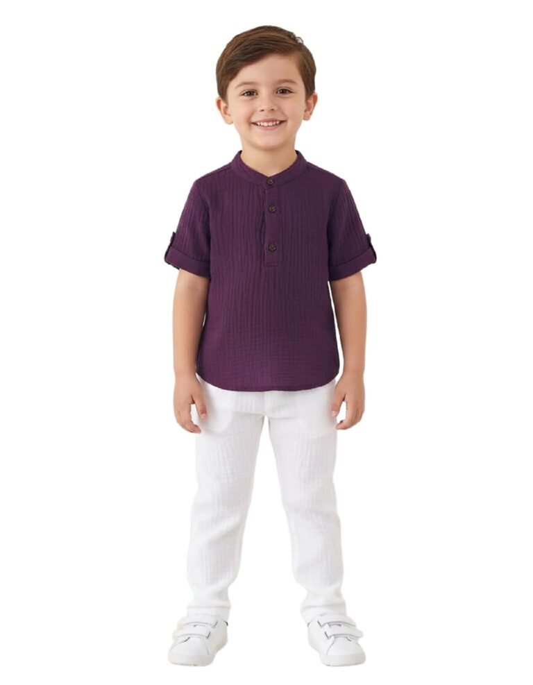 Boys Cotton Top & Bottom Clothing Set Modern Casual Wear Soft Fabric Comfortable Breathable Kids Shirt Pant Combo