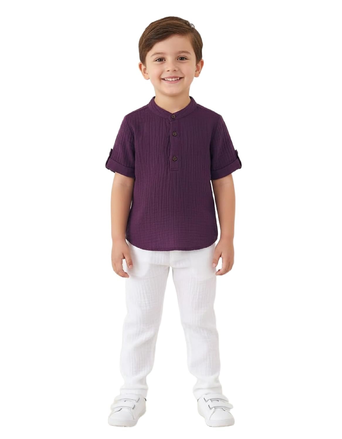 Boys Cotton Top & Bottom Clothing Set Modern Casual Wear Soft Fabric Comfortable Breathable Kids Shirt Pant Combo
