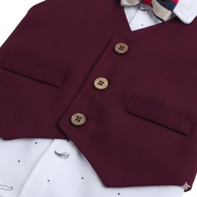 Procyon Baby Boys and Girls Solid Cotton Blend Blaze Style T Shirt and Pant Set with Bow Tie Toddlers for Kids 3-Piece Outfit for Kids Party, Wedding & Casual Wear (Maroon)