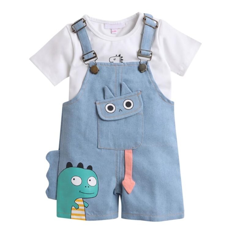 Hopscotch Boy’s Cotton Blend Solid Dungaree