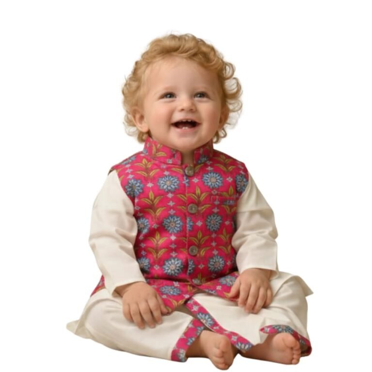 A.T.U.N. (ALL THINGS UBER NICE) Baby Boys Ethnic Kurta Dhoti Set with Printed Nehru Jacket | Traditional Indian Festive Clothing Set| Elegant Wedding Celebration Outfit | Premium 3 Piece Kurta Set