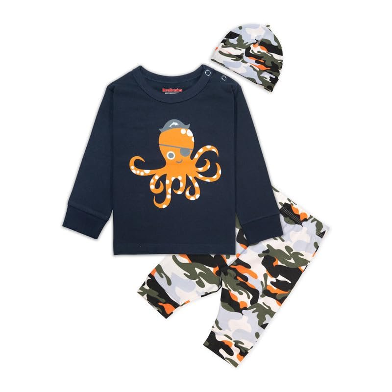 Real Basics Cotton Clothing Sets for Boys & girls – Unisex Clothing sets Full Sleeve T-shirt Pant & Cap