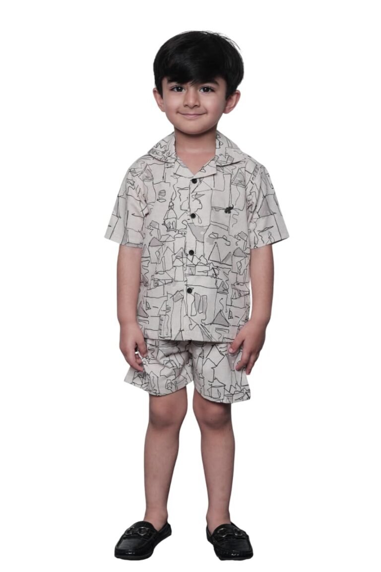 POLKA TOTS 100% Cotton Half Sleeve Shirt and Shorts Combo for Boys | Co-Ord Set for Kids | Summer Wear Dress for Toddlers | Breathable & Skin-Friendly Boys Clothes | Trendy Summer Outfit & Beach Wear