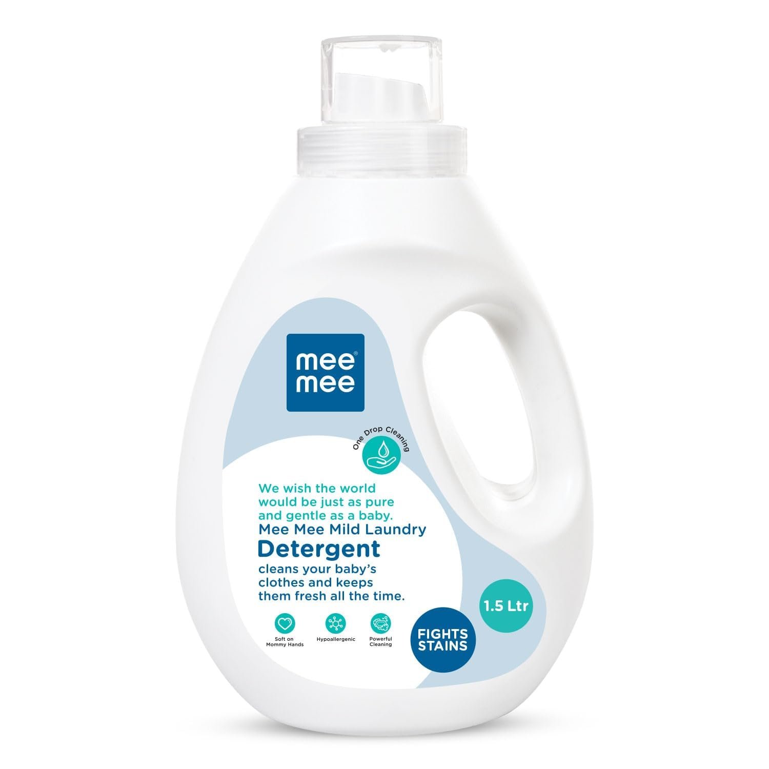 Mee Mee Baby Liquid Detergent 1.5 L | Ph balanced, Free from Harsh Chemicals, Safe for Mother’s Hands & Baby’s Skin | Anti-Bacterial, Removes Stains & Odor with One Drop, Hypoallergenic