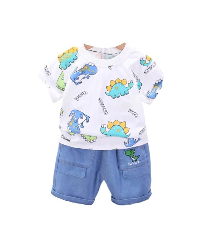 Indhrani T-shirt and Short Set for Baby Boys & Girls, Printed Half Sleeves Clothing Set for Kids