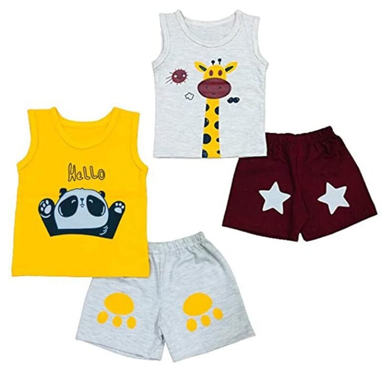Infantbond Baby Boy’s and Girl’s Cut Sleeve T-Shirt and Short Combo 100% Cotton Clothing Set(Combo Of 2)