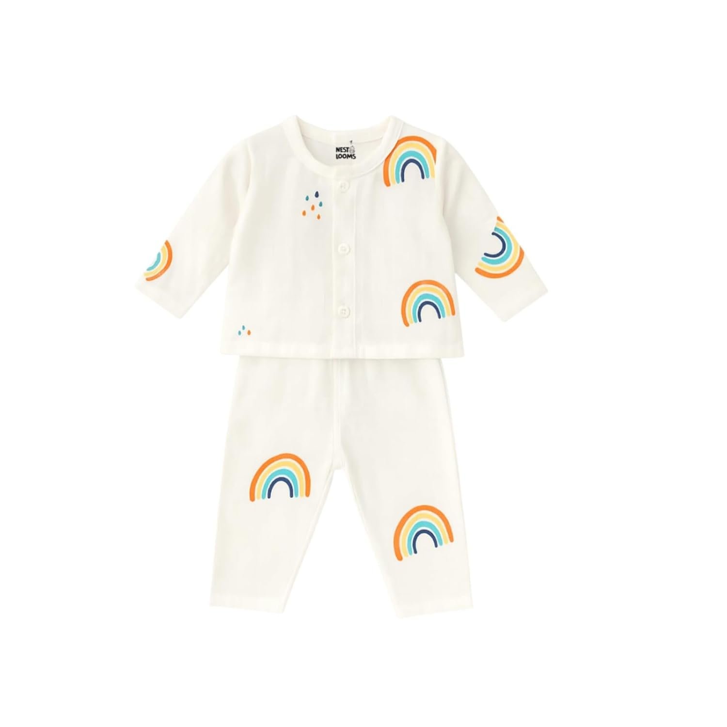 Baby Full Sleeves Soft Cotton muslin Casual Jhabla T-Shirt front open with Pyjama Pants, New Born Infant Clothes for Baby boy and girl