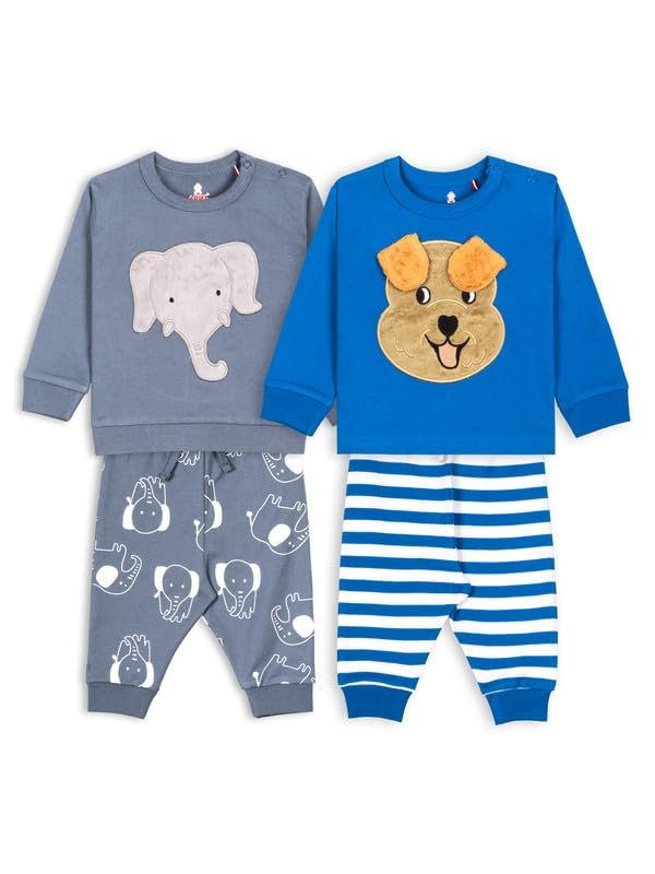 ARIEL Unisex Baby Full Sleeves Cotton Sweatshirt & Joggers Set (Pack of 2)