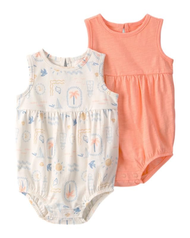 Carter’s Baby Girl Floral Half-Sleeve Romper|Lightweight Casual Playwear Summer Outfit