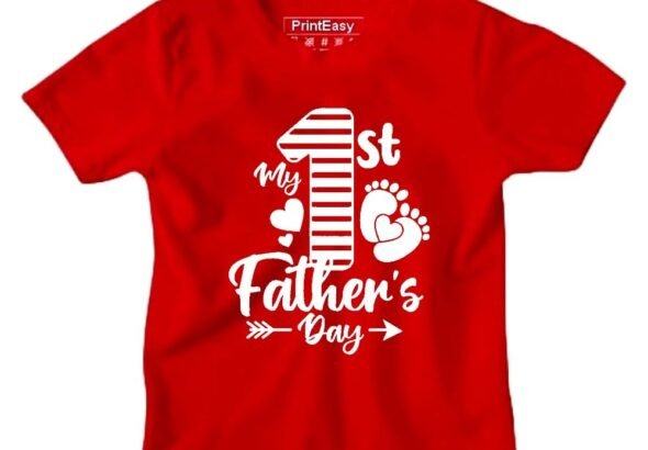 PrintEasy� My First Father’s Day | My 1st Father’s Day Cotton Round Neck Half Sleeve Unisex Kids T-Shirt for Boys & Girls