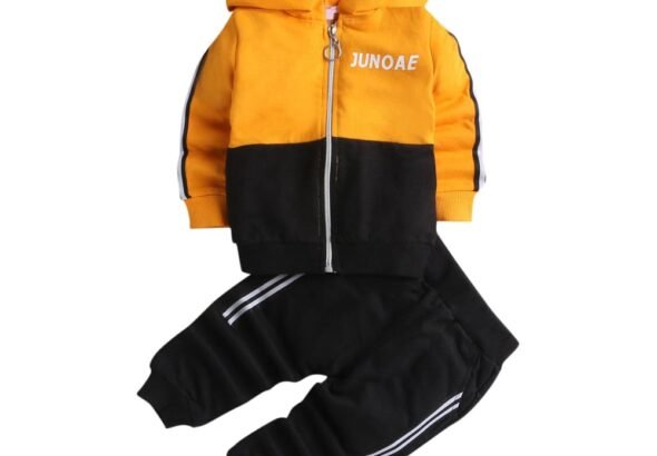 Hopscotch Boy’s Cotton Printed Text Print Jacket and Joggers Set