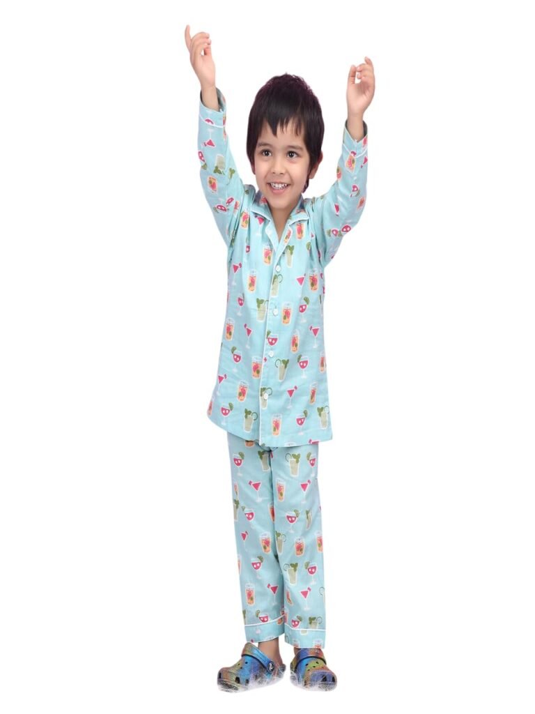 POLKA TOTS 100% Pure Cotton Night Suit for Kids | Full Sleeve Night Dress for Girls & Boys | Winter Sleepwear for Children | All Season Nightwear | Unisex Pyjama Set in Cute Designs & Multiple Sizes