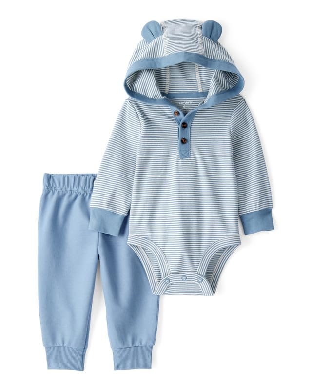 Carter’s Baby Boy Bear Cotton Full Sleeve Bodysuit & Pant Set (Pack of 1) | Cotton Full Sleeve Outfit | Soft & Cute Everyday Wear