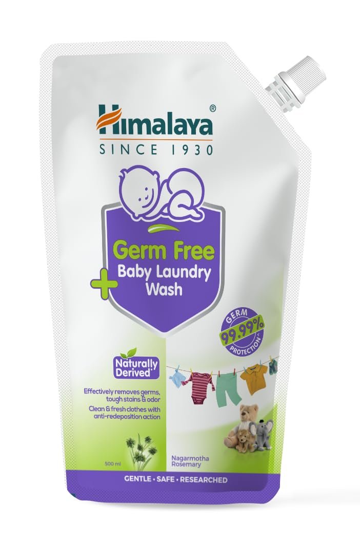 Himalaya Germ Free Baby Laundry Detergent Liquid 500 ML (Refill Pouch) | Plant Based Cleansers & Biodegradable Ingredients | Dermatologically Tested