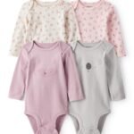Carter’s Baby Girl Unicorn, Heart, Star Print Full Sleeve Multipack Bodysuits (Set of 4) | 100% Cotton Full Sleeve Soft & Cozy Everyday Wear