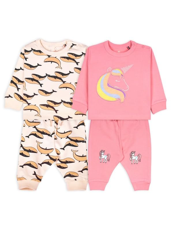 ARIEL Unisex Baby Full Sleeves Cotton Sweatshirt & Joggers Set (Pack of 2)